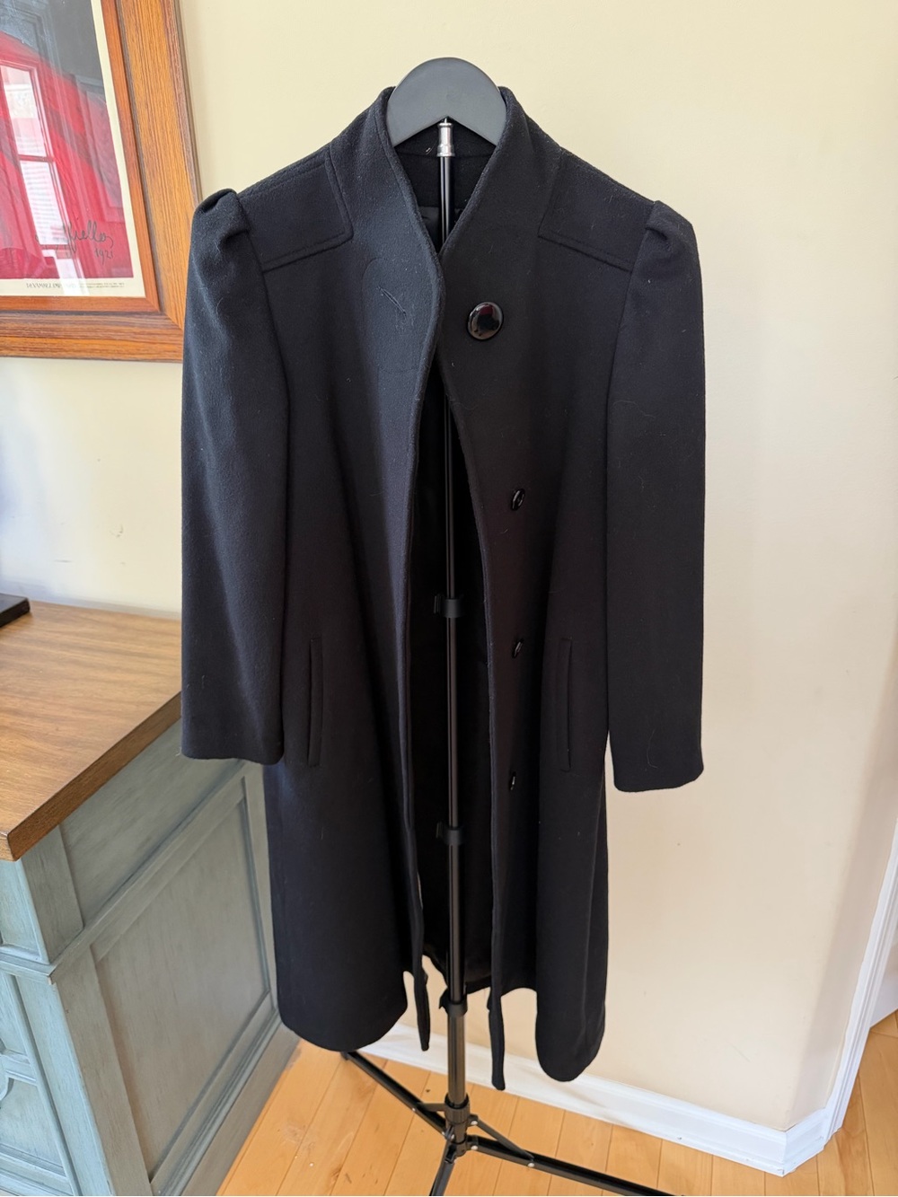 Vintage 1960s Jill Jr Black Wool Princess Coat Union Made USA Womens